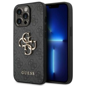 Guess 4G Big Metal Logo dėklas iPhone 14 Pro – pilkas