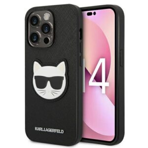 Karl Lagerfeld Saffiano Choupette dėklas iPhone 14 Pro – juodas