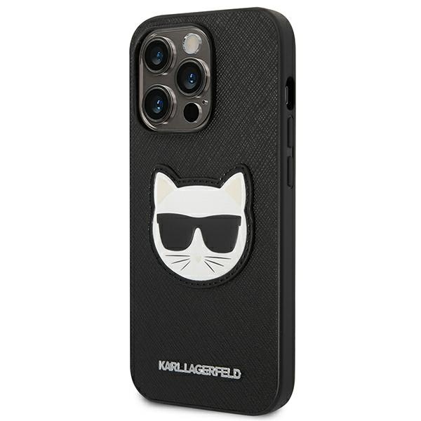Karl Lagerfeld Saffiano Choupette dėklas iPhone 14 Pro – juodas