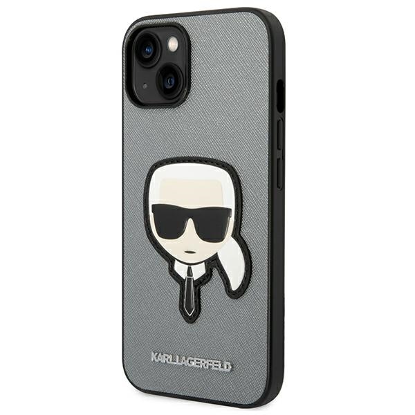 Karl Lagerfeld dėklas iPhone 14/15 Plus – sidabrinis