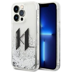Karl Lagerfeld blizgantis dėklas iPhone 14 Pro – sidabrinis