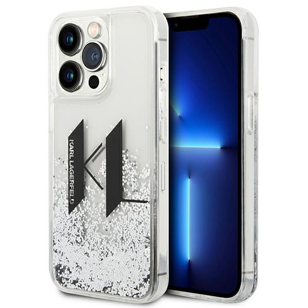 Karl Lagerfeld blizgantis dėklas iPhone 14 Pro – sidabrinis