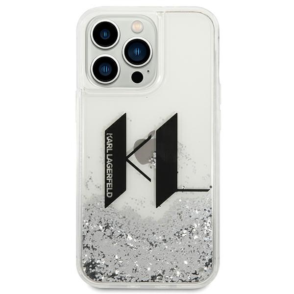 Karl Lagerfeld blizgantis dėklas iPhone 14 Pro – sidabrinis