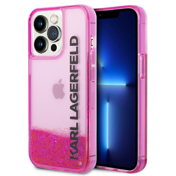 Karl Lagerfeld Liquid Glitter dėklas iPhone 14 Pro – rožinis