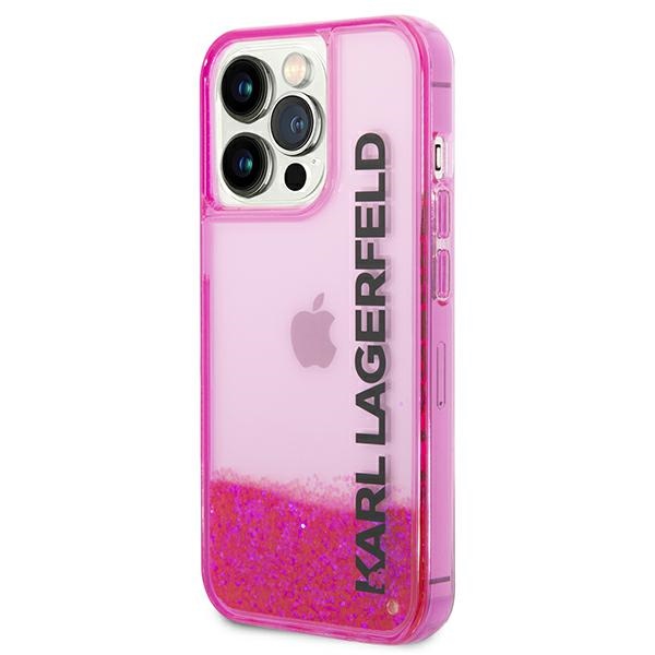 Karl Lagerfeld Liquid Glitter dėklas iPhone 14 Pro – rožinis