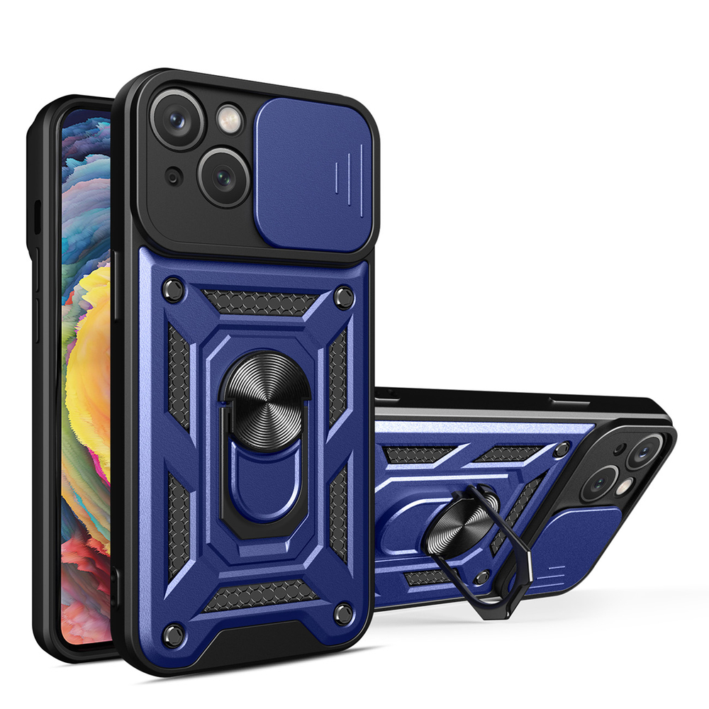Hybrid Armor Camshield dėklas iPhone 14 Plus – mėlynas