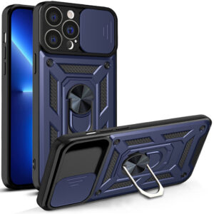 Šarvuotas dėklas iPhone 13 Pro su kameros dangteliu – mėlynas