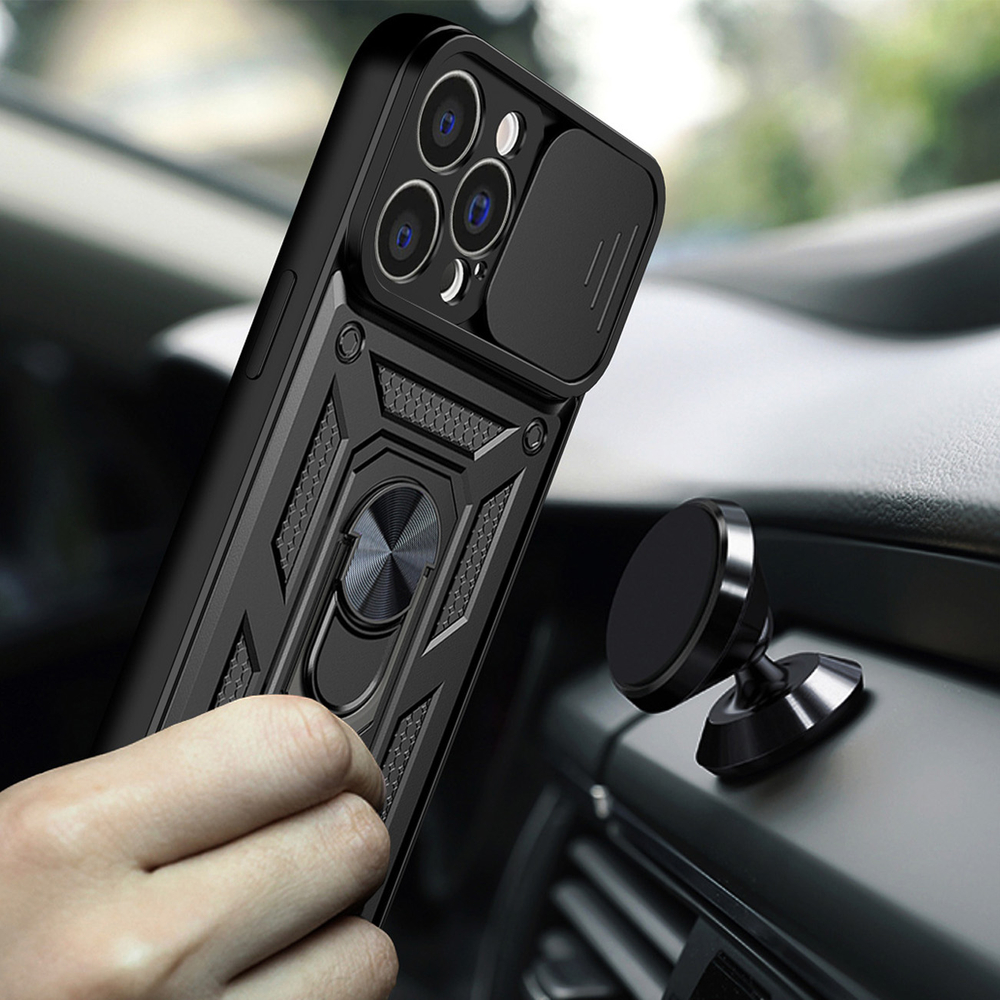 Šarvuotas dėklas iPhone 13 Pro su kameros dangteliu – mėlynas