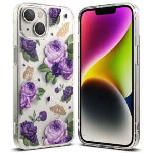 Ringke Fusion Design dėklas iPhone 14 Plus – skaidrus, Purple Rose