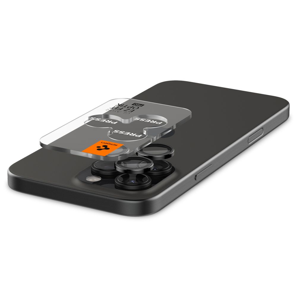 Kameros apsauginis stiklas Spigen Optik.tR EZ Fit, 2 vnt., iPhone 14 Pro / 14 Pro Max / 15 Pro / 15 Pro Max / 16 Pro / 16 Pro Max / 17 Pro / 17 Pro Max, juodas