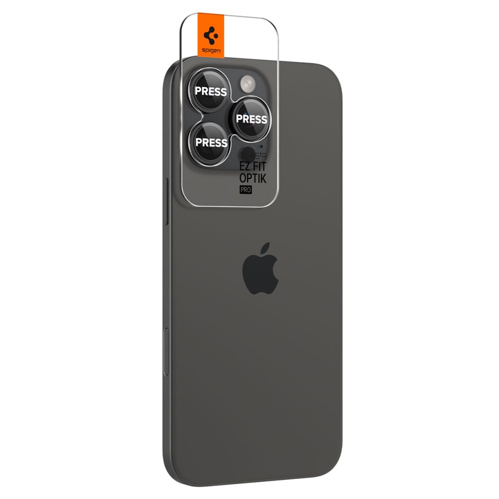 Kameros apsauginis stiklas Spigen Optik.tR EZ Fit, 2 vnt., iPhone 14 Pro / 14 Pro Max / 15 Pro / 15 Pro Max / 16 Pro / 16 Pro Max / 17 Pro / 17 Pro Max, juodas