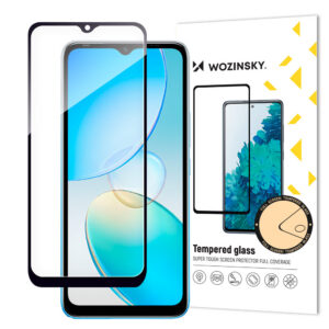 Wozinsky Full Glue Infinix Hot 12i viso ekrano grūdintas stiklas su juodu rėmeliu (tinka dėklui)