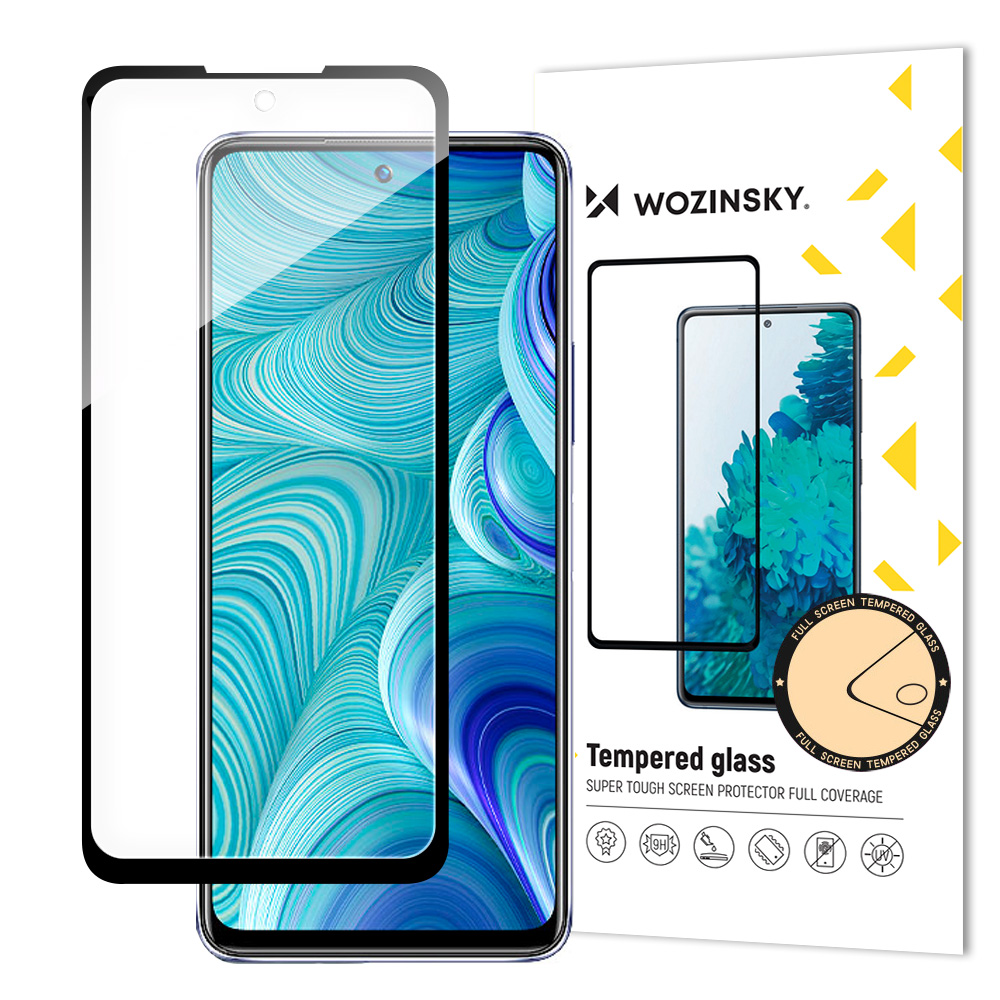 Wozinsky Full Glue Infinix Hot 11S NFC Viso ekrano grūdintas stiklas su juodu rėmeliu (tinka dėklui)