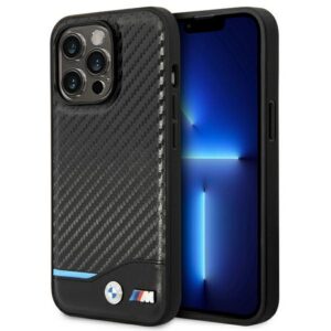 BMW Leather Carbon dėklas iPhone 14 Pro 6.1 – juodas