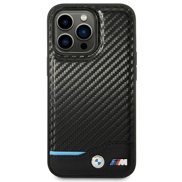 BMW Leather Carbon dėklas iPhone 14 Pro 6.1 – juodas