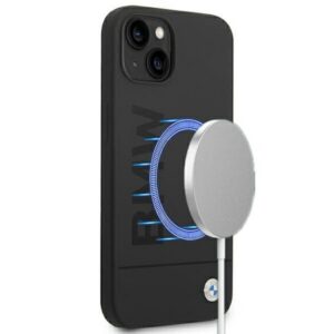 BMW MagSafe silikoninis dėklas iPhone 14 Plus – juodas