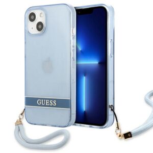 Guess Translucent Strap dėklas iPhone 13 – mėlynas