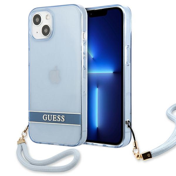 Guess Translucent Strap dėklas iPhone 13 – mėlynas