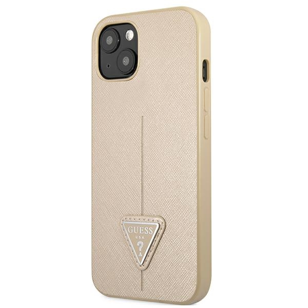 Guess Saffiano Triangle dėklas iPhone 13 mini – smėlinis