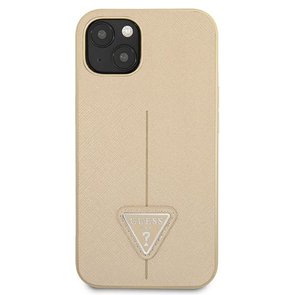 Guess Saffiano Triangle dėklas iPhone 13 mini – smėlinis