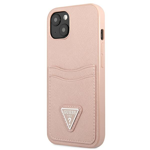 Guess dėklas iPhone 13 mini – rožinis, kortelių skyrelis
