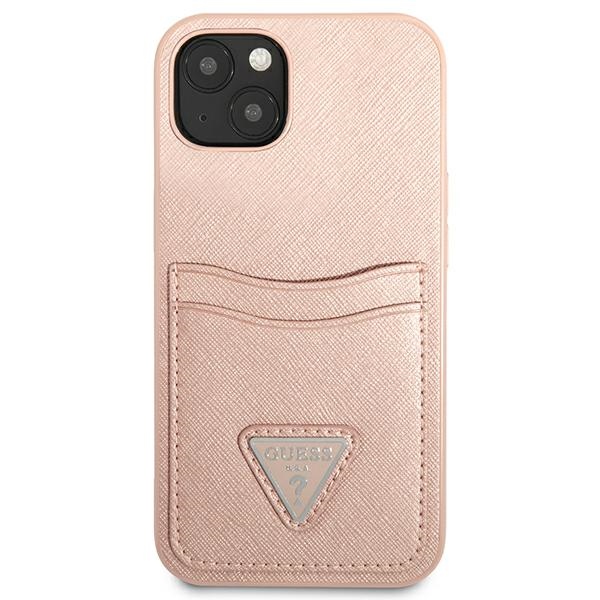 Guess dėklas iPhone 13 mini – rožinis, kortelių skyrelis