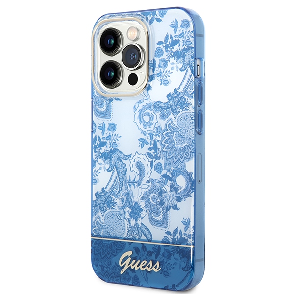 Guess Porcelain dėklas iPhone 14 Pro – mėlynas