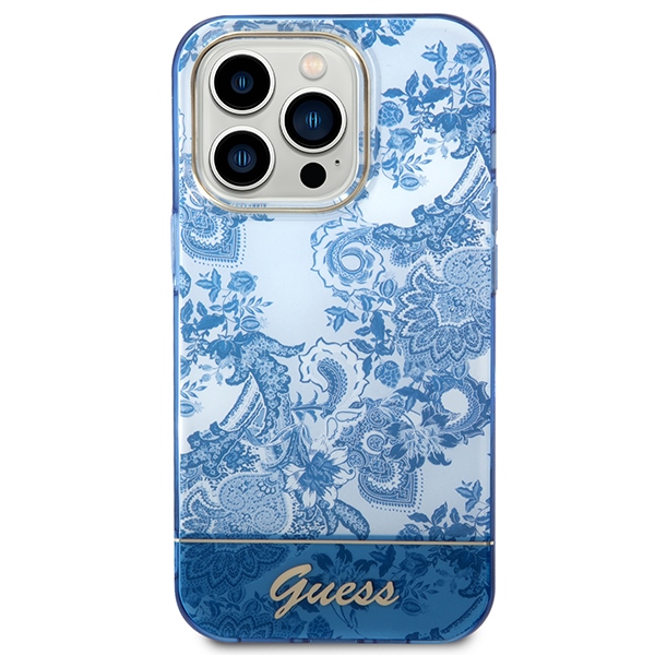 Guess Porcelain dėklas iPhone 14 Pro – mėlynas