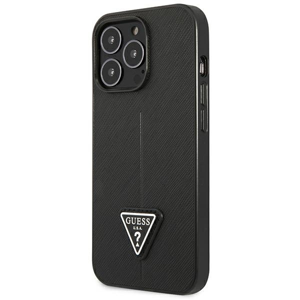 Guess dėklas iPhone 14 Pro – juodas Saffiano