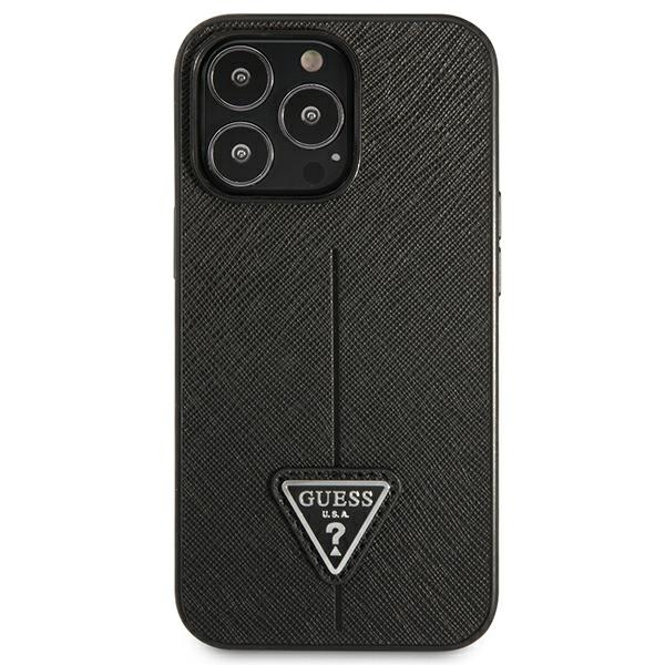 Guess dėklas iPhone 14 Pro – juodas Saffiano