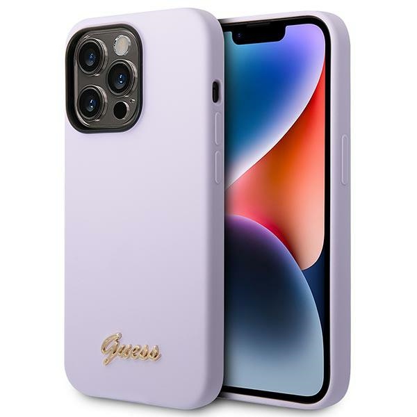 Guess silikoninis dėklas iPhone 14 Pro – violetinis