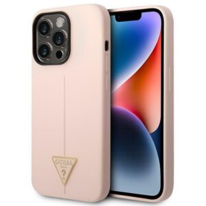 Guess silikoninis dėklas iPhone 14 Pro – rožinis