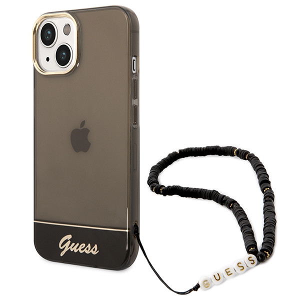 Guess skaidrus hardcase dėklas iPhone 14 Plus – juodas