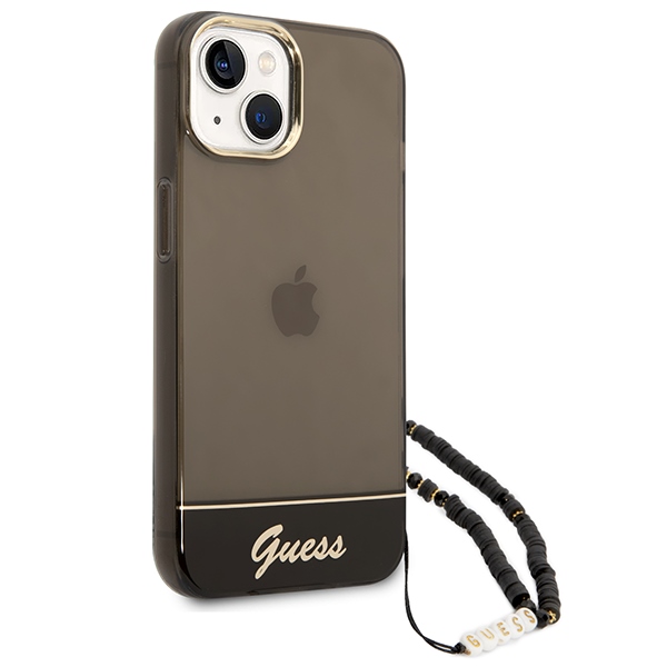 Guess skaidrus hardcase dėklas iPhone 14 Plus – juodas
