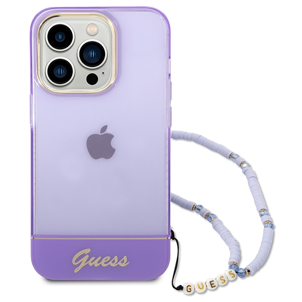 Guess skaidrus dėklas iPhone 14 Pro Max – violetinis