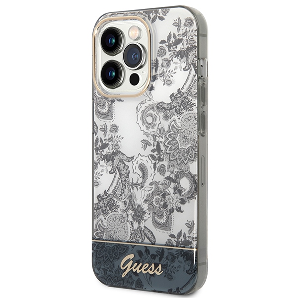 Guess dėklas iPhone 14 Pro Max – pilkas, Porcelain