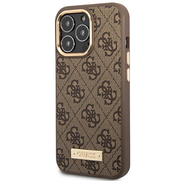 Guess MagSafe dėklas iPhone 14 Pro – rudas