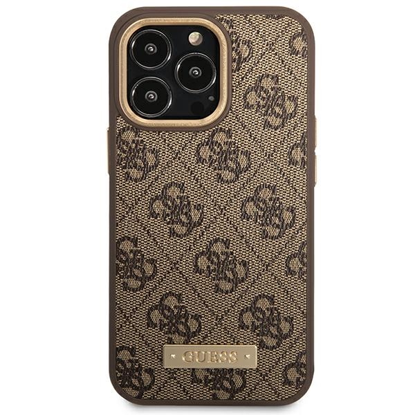 Guess MagSafe dėklas iPhone 14 Pro – rudas