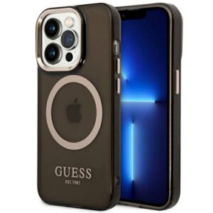 Guess MagSafe dėklas iPhone 14 Pro Max – juodas/auksinis