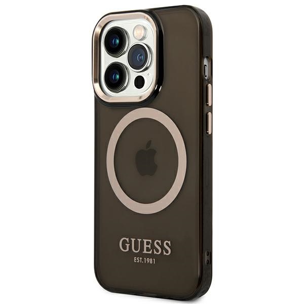 Guess MagSafe dėklas iPhone 14 Pro Max – juodas/auksinis