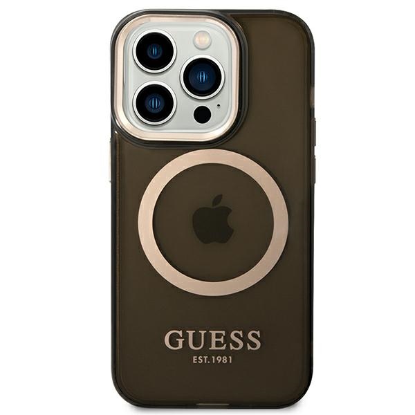 Guess MagSafe dėklas iPhone 14 Pro Max – juodas/auksinis