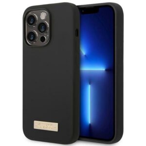 Guess MagSafe silikoninis dėklas iPhone 14 Pro Max – juodas