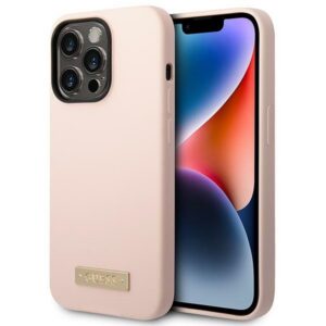 Guess silikoninis MagSafe dėklas iPhone 14 Pro Max – rožinis