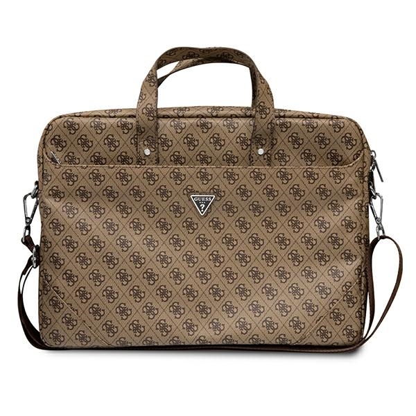 Guess Saffiano 4G Triangle Logo krepšys 16'' nešiojamajam kompiuteriui - rudas