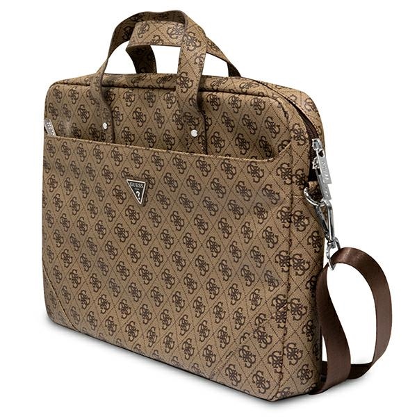 Guess Saffiano 4G Triangle Logo krepšys 16'' nešiojamajam kompiuteriui - rudas