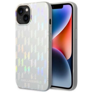 Karl Lagerfeld Monogram dėklas iPhone 14 Plus – sidabrinis