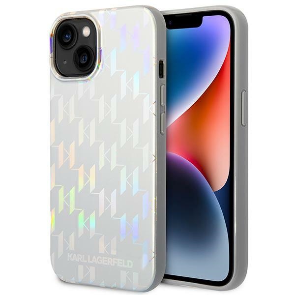Karl Lagerfeld Monogram dėklas iPhone 14 Plus – sidabrinis
