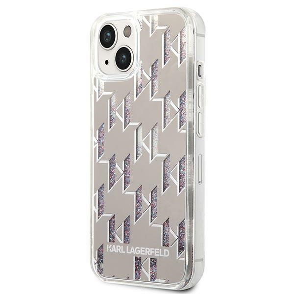 Karl Lagerfeld Liquid Glitter dėklas iPhone 14 Plus – sidabrinis