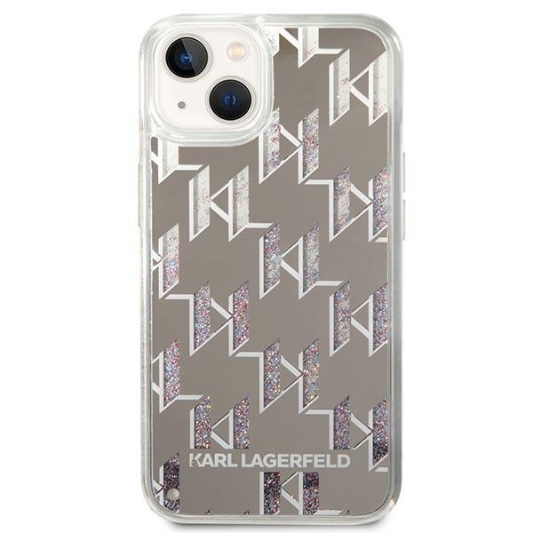 Karl Lagerfeld Liquid Glitter dėklas iPhone 14 Plus – sidabrinis