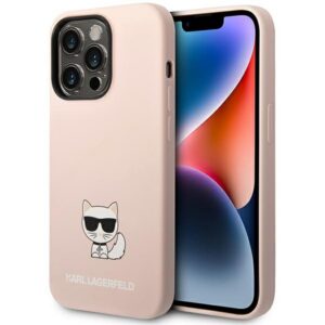 Karl Lagerfeld silikoninis dėklas iPhone 14 Pro Max – rožinis